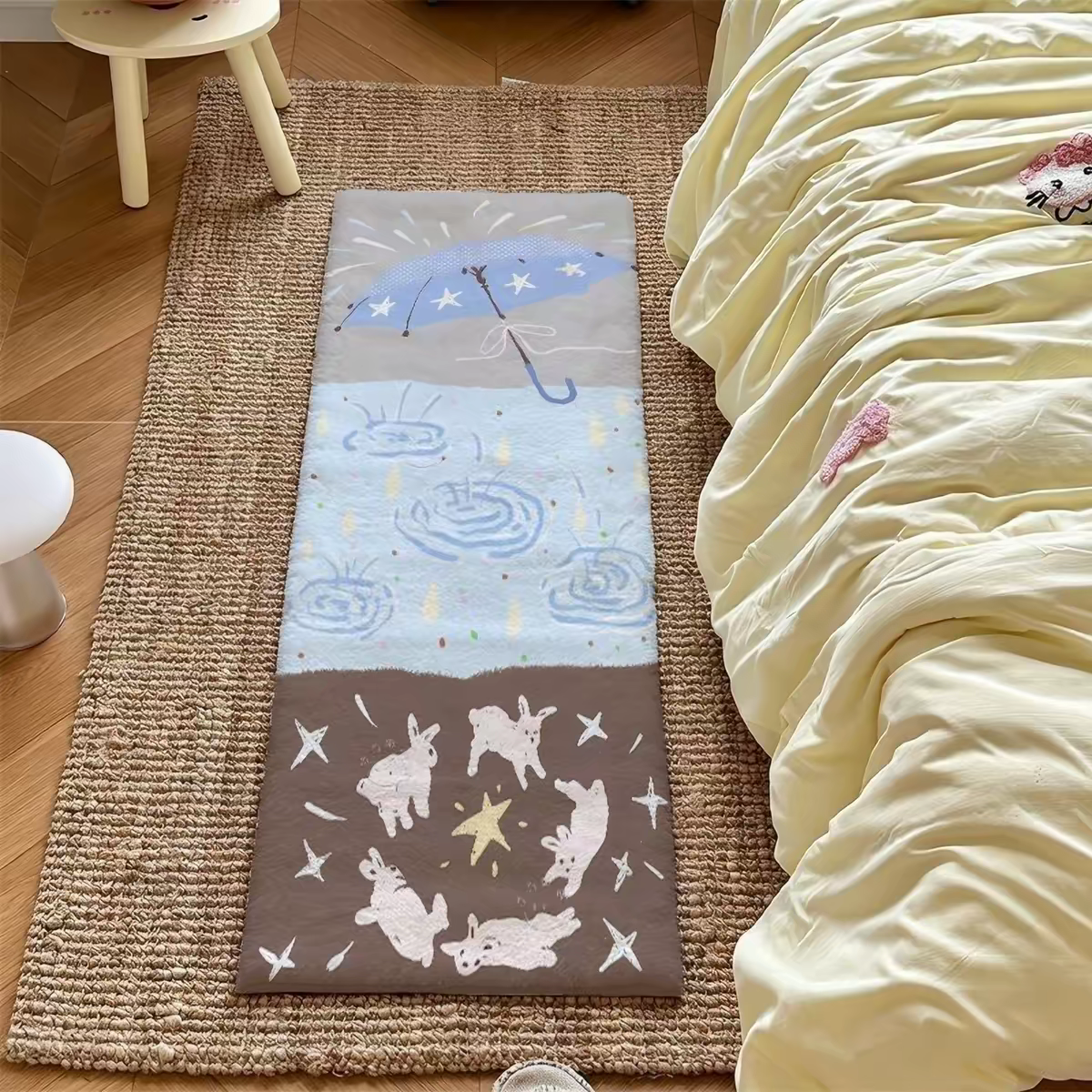 Retro dreamy pastoral-style floor mat, faux cashmere rug, cute girly bedroom bedside rug, bay window cushion carpet, foot mat.
